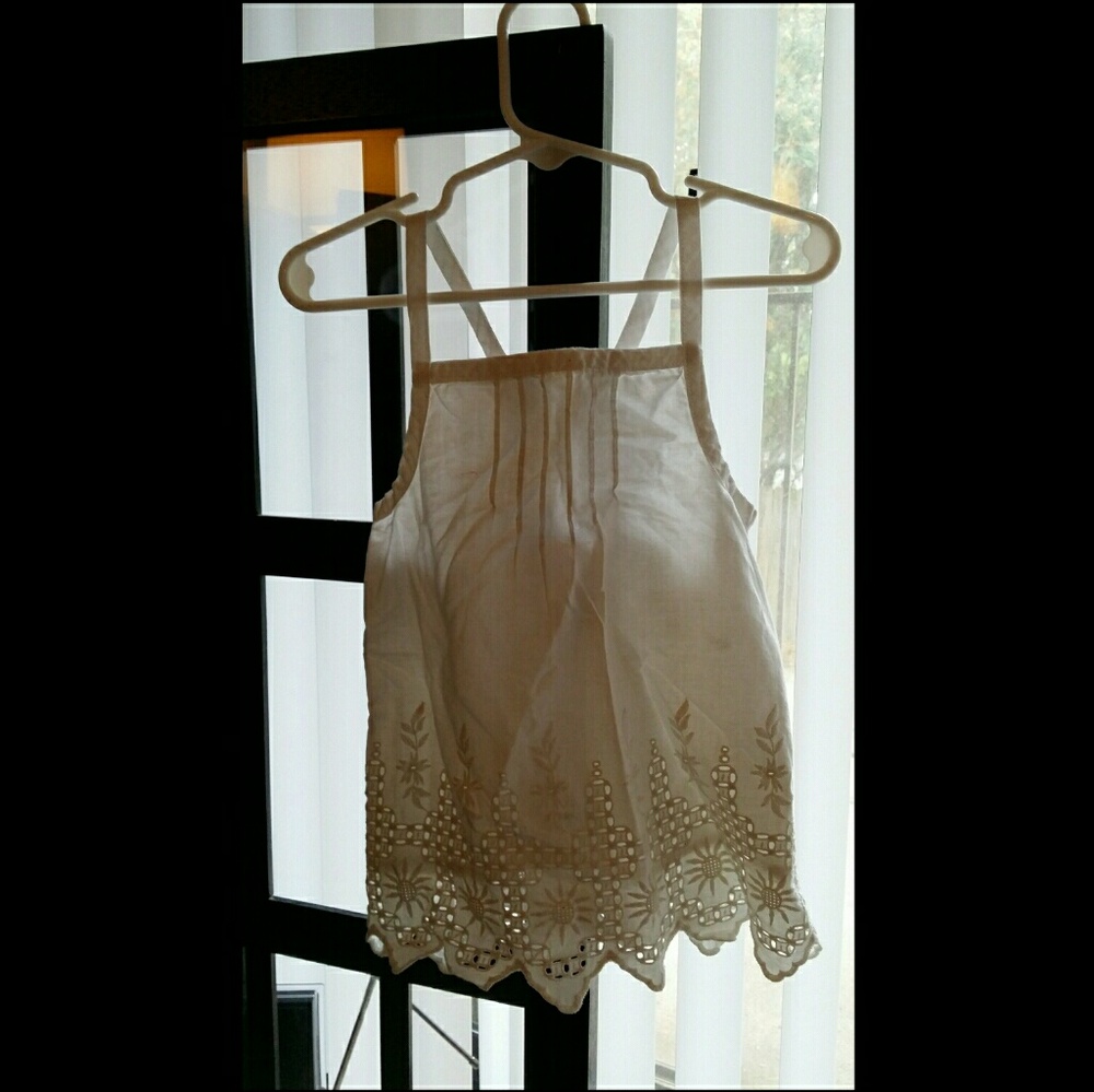 Girls White eyelet tank top